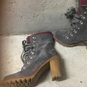 Ugg suede boots heels lace up